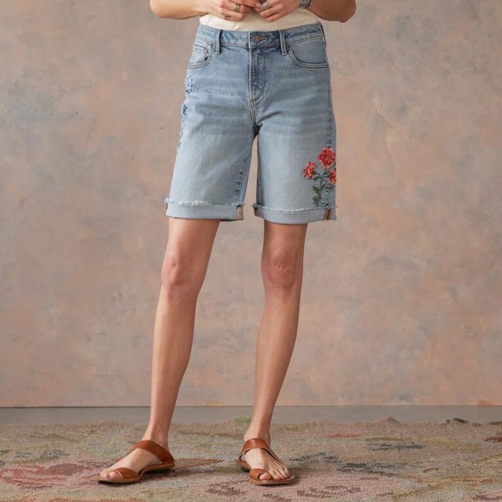 Embroidered Denim Women's Shorts